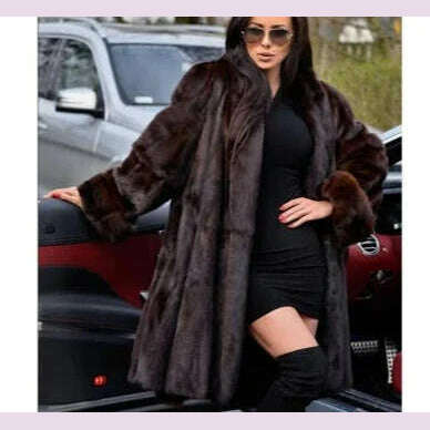 KIMLUD, TOPFUR New Real Mink Fur Coat For Women X-Long 100 Cm Length Brown Fur Coat High Street Ladies Genuine Leather Fur Jackets, Brown / 4XL for bust 112 cm, KIMLUD APPAREL - Womens Clothes