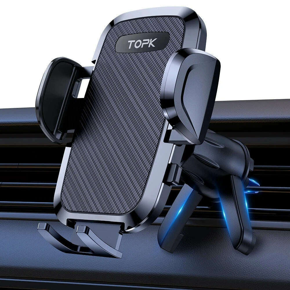 KIMLUD, TOPK Car Phone Holder Universal Phone Mount for Car with Hook Clip Air Vent Car Mount 360° Rotation for Mobile Phones, For Air Vent, KIMLUD APPAREL - Womens Clothes