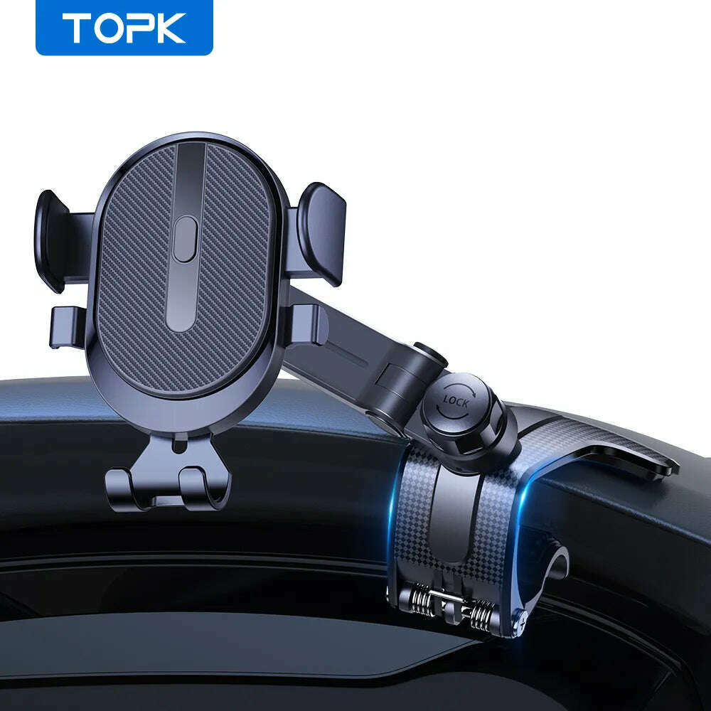 TOPK Dashboard Mobile Car Phone Holder Clip Mount CellPhone Stand In Car GPS Support Bracket for MobilePhone Portable car holder - KIMLUD