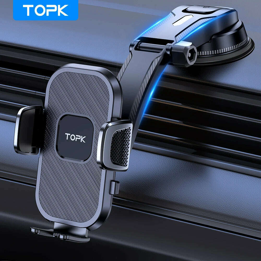 TOPK Phone Holder for Cars 2-IN-1, Car Phone Holder Mount for Dashboard & Air Vent Compatible with iPhone Samsung Android - KIMLUD