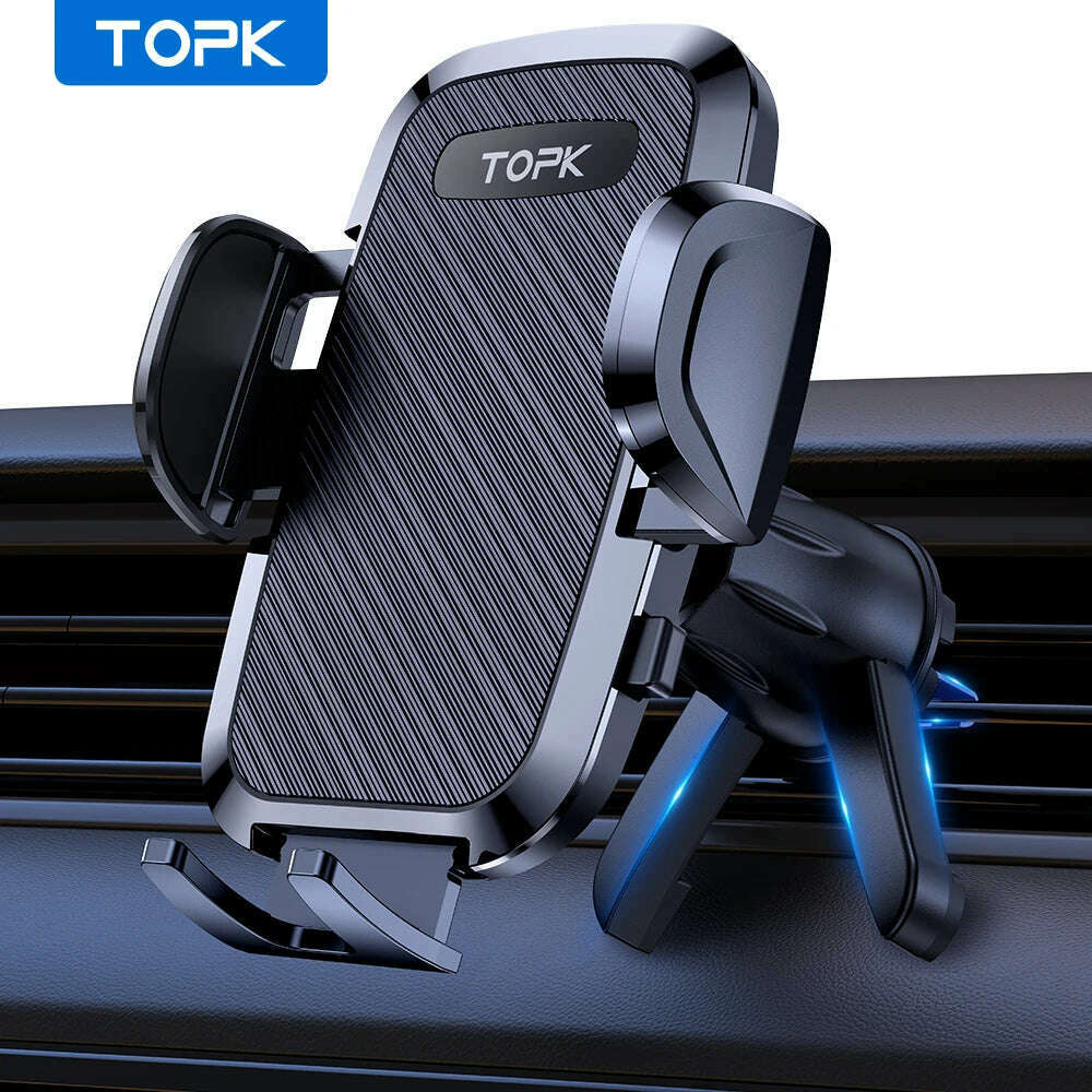 TOPK Universal Car Bracket Gravity Auto Phone Holder Car Air Vent Clip Mount Mobile Phone Holder Cell Phone Stand For All Phones - KIMLUD