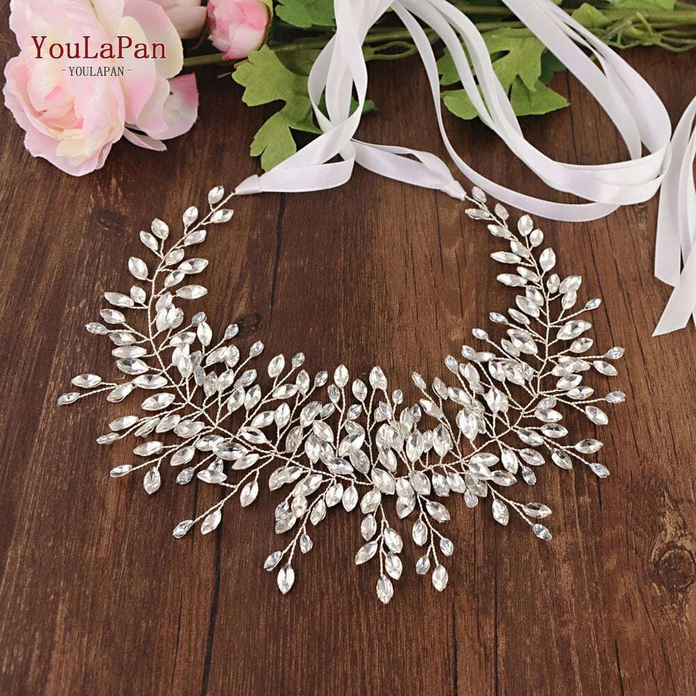 TOPQUEEN High Quanlity Bridal Belts Silver Diamond Belt Bridal Sashes Belt Luxury Rhinestone Belt Wedding Dress Sash Belt SH237 - KIMLUD