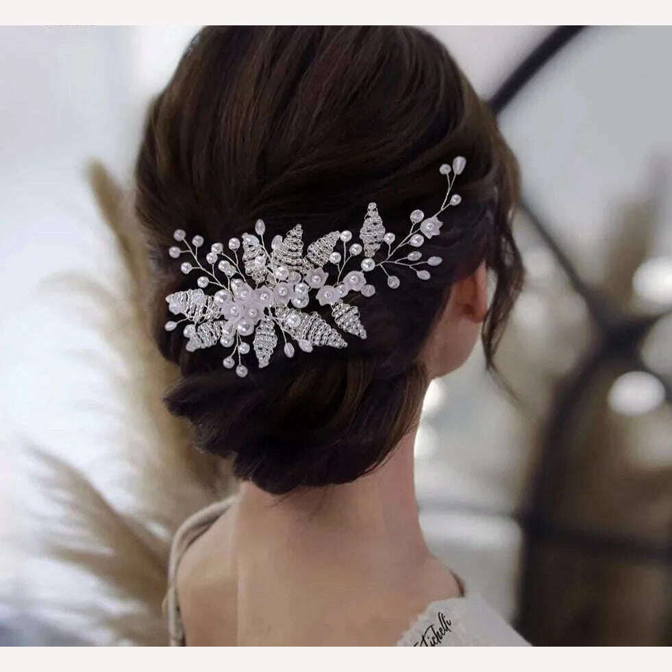 TOPQUEEN HP135 Wedding Hair Comb Bridal Hair Ornaments Crystal Pearl Beaded Hair Clip Hair Accessories Handmade Women Tiara - KIMLUD