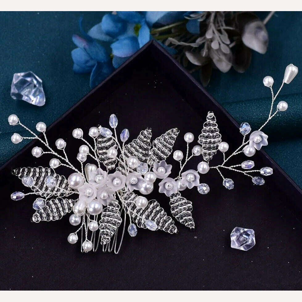 TOPQUEEN HP135 Wedding Hair Comb Bridal Hair Ornaments Crystal Pearl Beaded Hair Clip Hair Accessories Handmade Women Tiara - KIMLUD