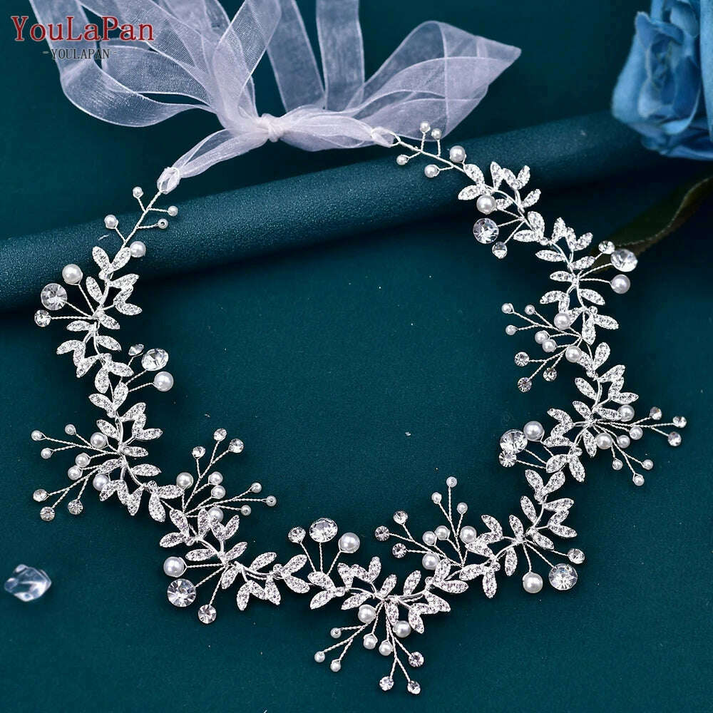 TOPQUEEN Wedding Tiara Bride Headpieces Party Hair Jewelry Rhinestone Headbands for Woman Wedding Bridal Hair Accessories - KIMLUD