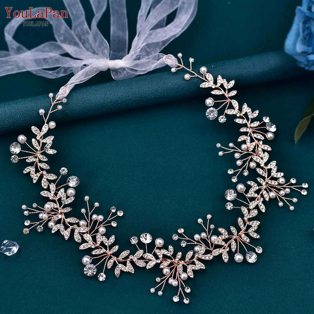 TOPQUEEN Wedding Tiara Bride Headpieces Party Hair Jewelry Rhinestone Headbands for Woman Wedding Bridal Hair Accessories - KIMLUD