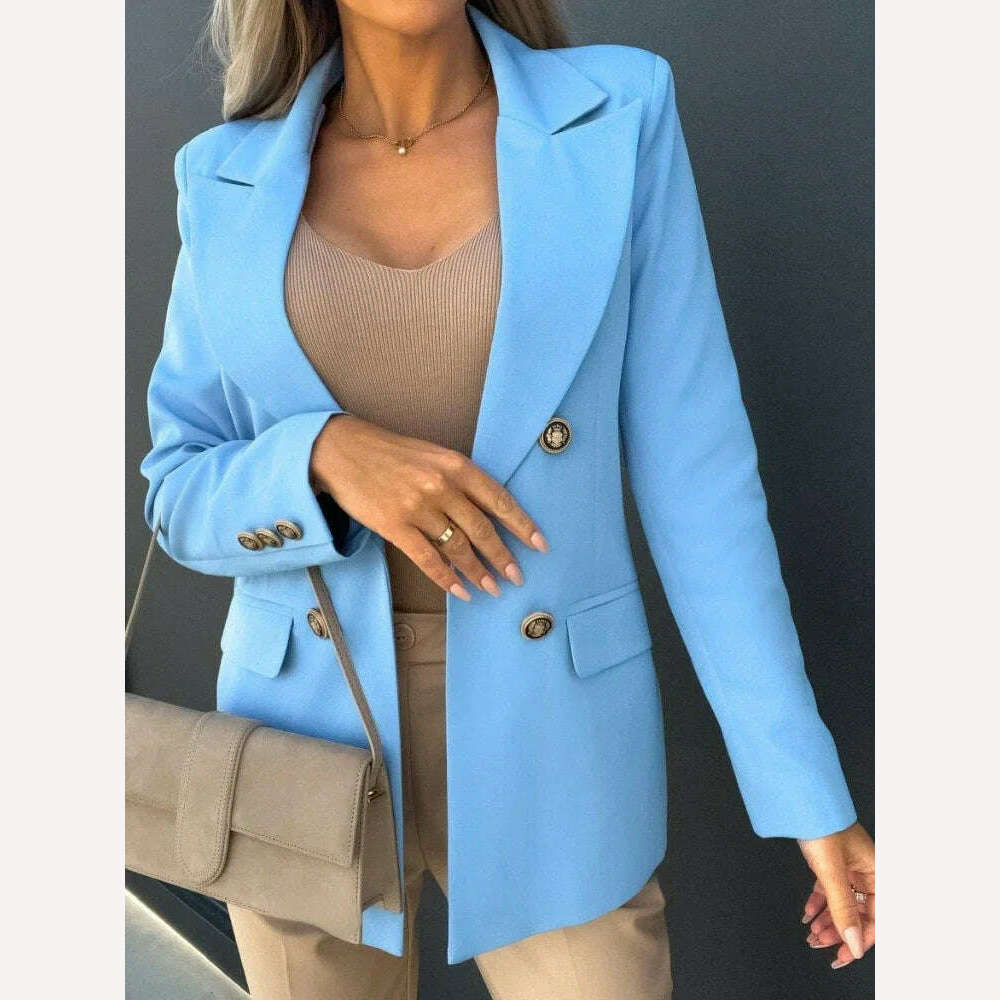 KIMLUD, Traf Woman Clothing Suit Jacket Cardigan Ladies Female Coat Solid Pockets Tops Lapel Blazer Spring Autumn Elegant Thin Topcoat, KIMLUD Womens Clothes