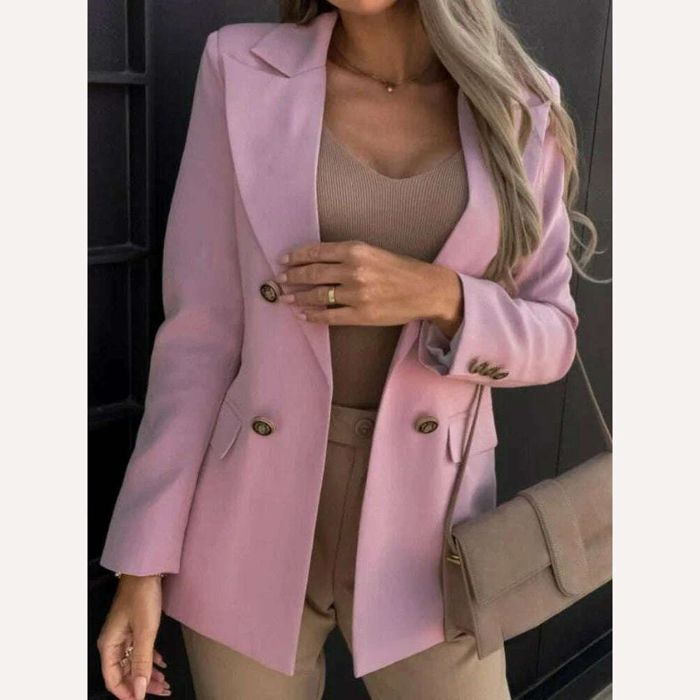 KIMLUD, Traf Woman Clothing Suit Jacket Cardigan Ladies Female Coat Solid Pockets Tops Lapel Blazer Spring Autumn Elegant Thin Topcoat, KIMLUD Womens Clothes