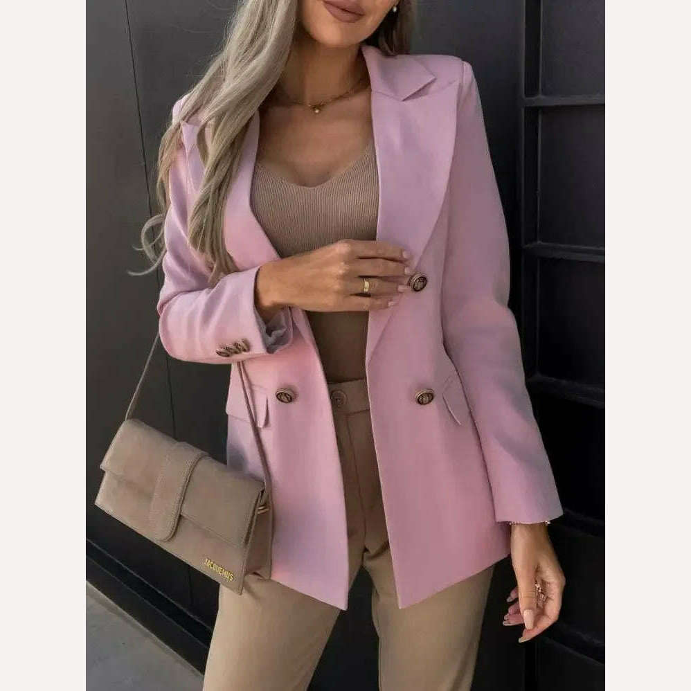 KIMLUD, Traf Woman Clothing Suit Jacket Cardigan Ladies Female Coat Solid Pockets Tops Lapel Blazer Spring Autumn Elegant Thin Topcoat, KIMLUD Womens Clothes