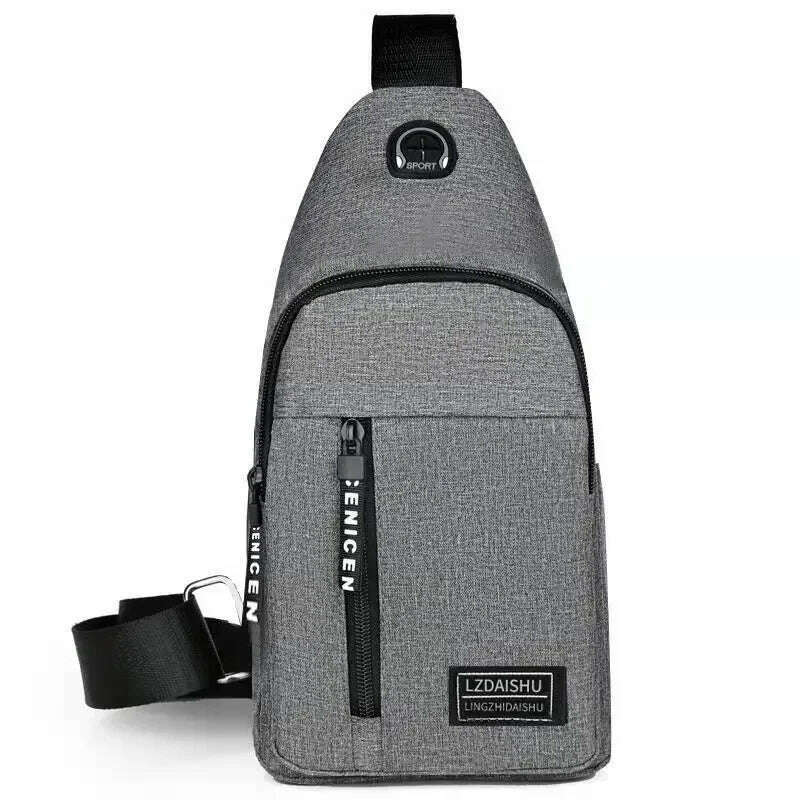 KIMLUD, Travel Men's Handbags USB Chest Bag Designer Messenger Crossbody Bags Water-Proof Shoulder Bag Diagonal Package Sports Back Pack, Gray - C, KIMLUD APPAREL - Womens Clothes