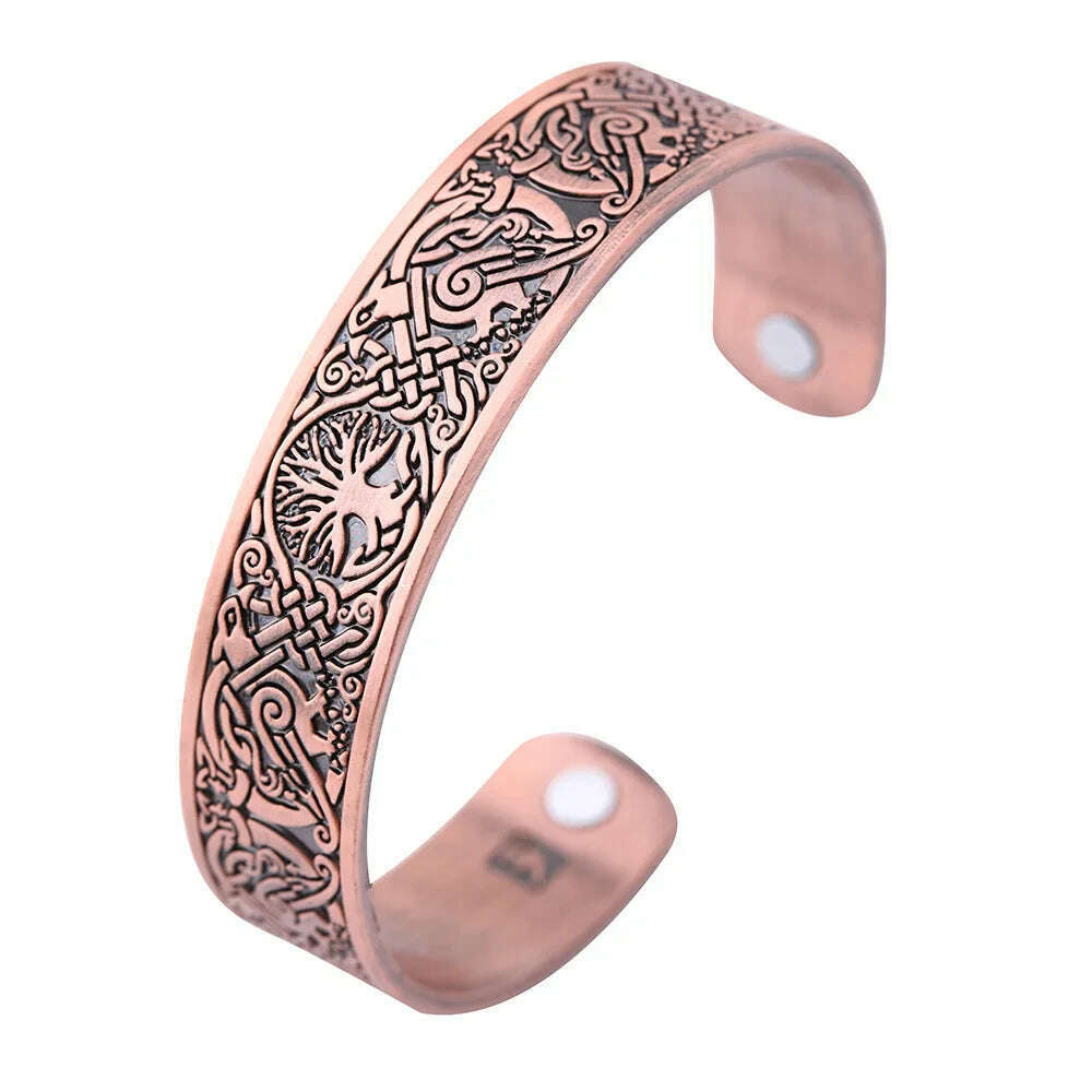 KIMLUD, Tree of Life Charm Bracelet Viking Cuff Bangle Stainless Steel Zinc Alloy Magnetic Bangles for Women Men Health Care Jewelry, Antique copper 2, KIMLUD APPAREL - Womens Clothes