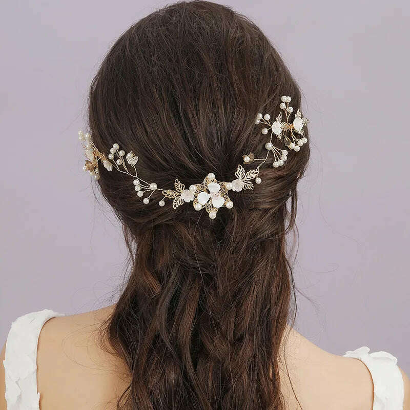 Trend Hair Comb Bridal Tiaras Rhinestone Pearl Alloy Hairband Hairpin Wedding Hair Ornament Girls Daily Headwear Head Jewelry - KIMLUD