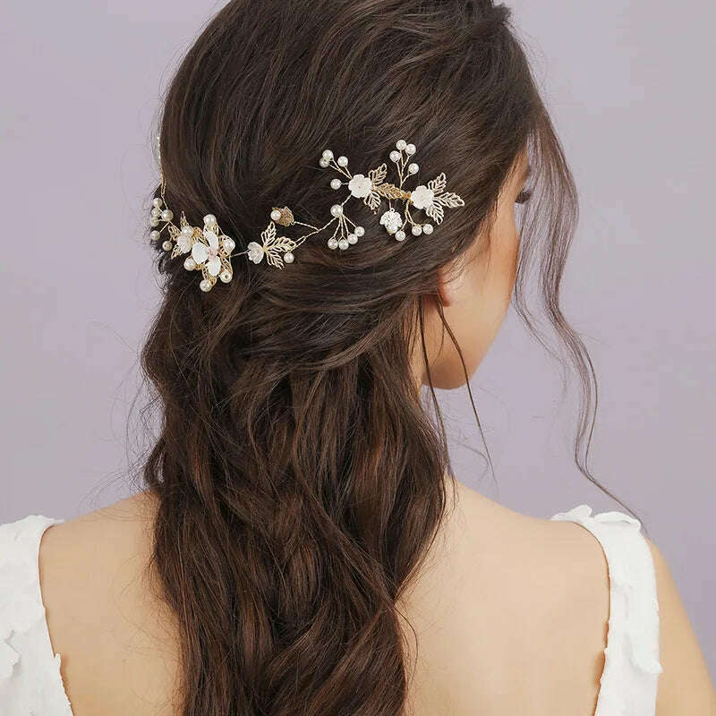 Trend Hair Comb Bridal Tiaras Rhinestone Pearl Alloy Hairband Hairpin Wedding Hair Ornament Girls Daily Headwear Head Jewelry - KIMLUD