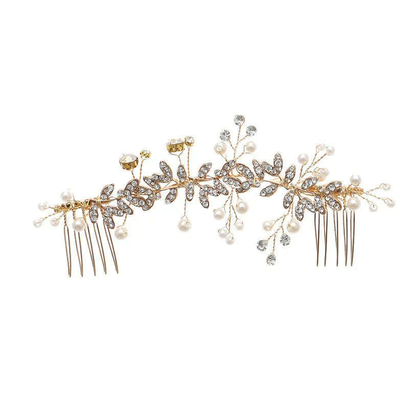 Trend Hair Comb Bridal Tiaras Rhinestone Pearl Alloy Hairband Hairpin Wedding Hair Ornament Girls Daily Headwear Head Jewelry - KIMLUD