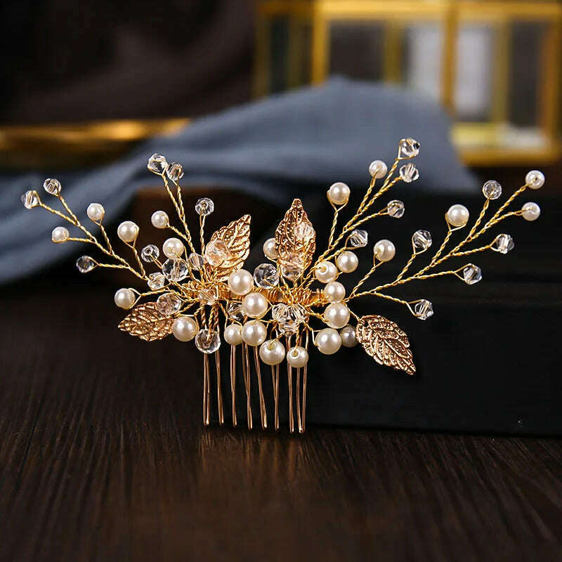 KIMLUD, Trend Hair Comb Bridal Tiaras Rhinestone Pearl Alloy Hairband Hairpin Wedding Hair Ornament Girls Daily Headwear Head Jewelry, 20, KIMLUD APPAREL - Womens Clothes