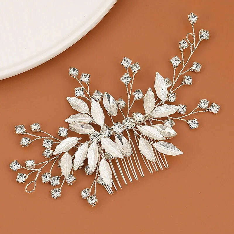 Trend Hair Comb Bridal Tiaras Rhinestone Pearl Alloy Hairband Hairpin Wedding Hair Ornament Girls Daily Headwear Head Jewelry - KIMLUD