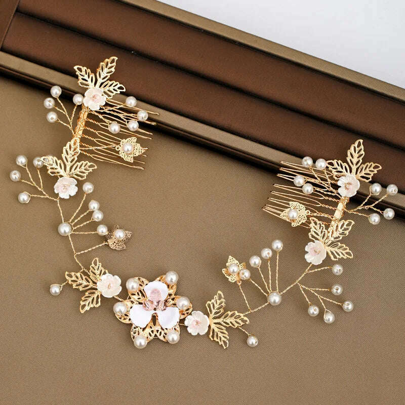 Trend Hair Comb Bridal Tiaras Rhinestone Pearl Alloy Hairband Hairpin Wedding Hair Ornament Girls Daily Headwear Head Jewelry - KIMLUD