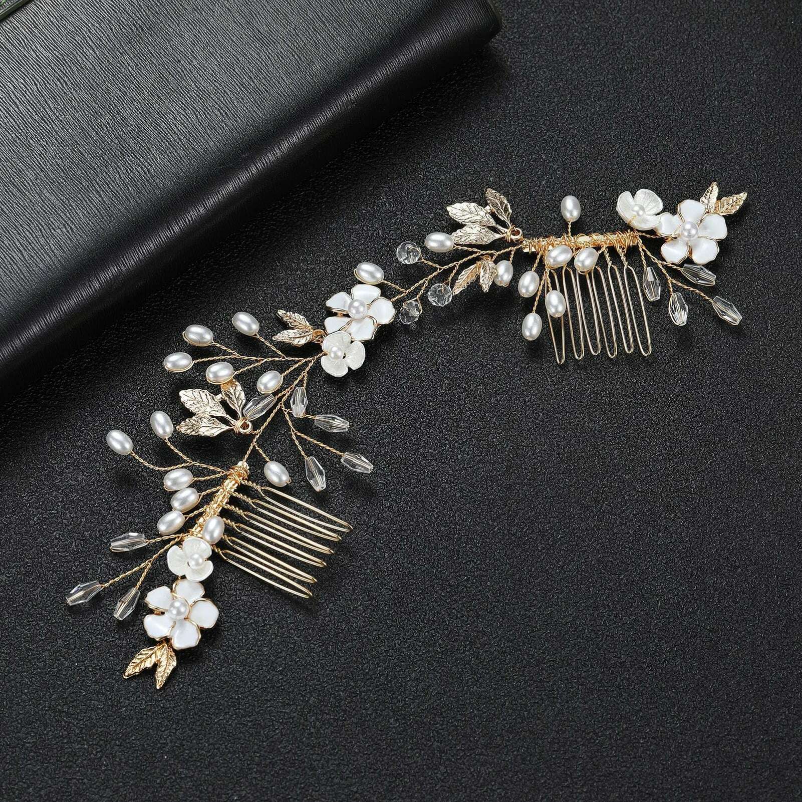 Trend Hair Comb Bridal Tiaras Rhinestone Pearl Alloy Hairband Hairpin Wedding Hair Ornament Girls Daily Headwear Head Jewelry - KIMLUD