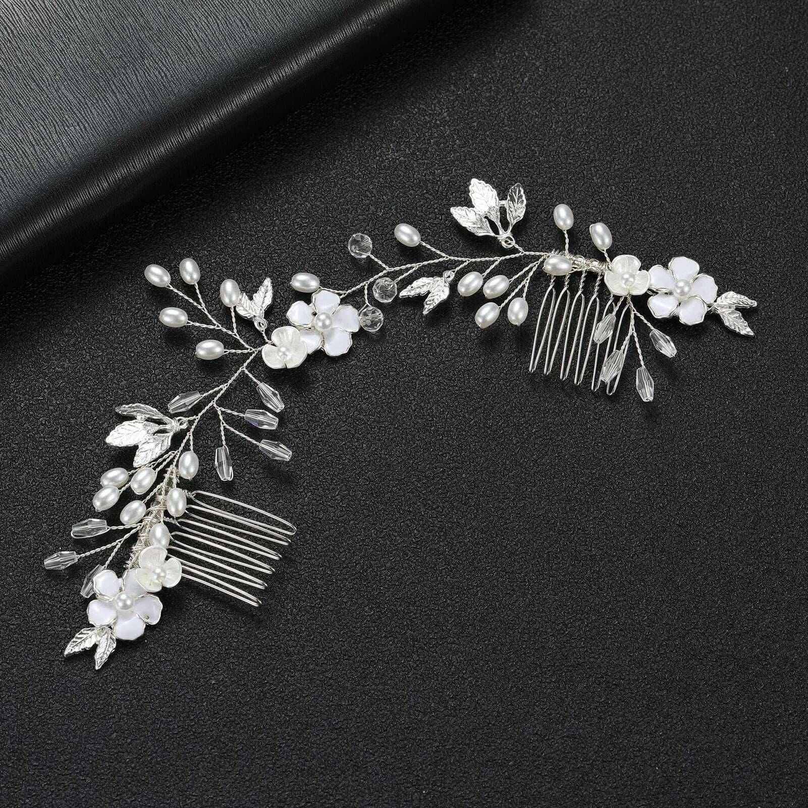 Trend Hair Comb Bridal Tiaras Rhinestone Pearl Alloy Hairband Hairpin Wedding Hair Ornament Girls Daily Headwear Head Jewelry - KIMLUD