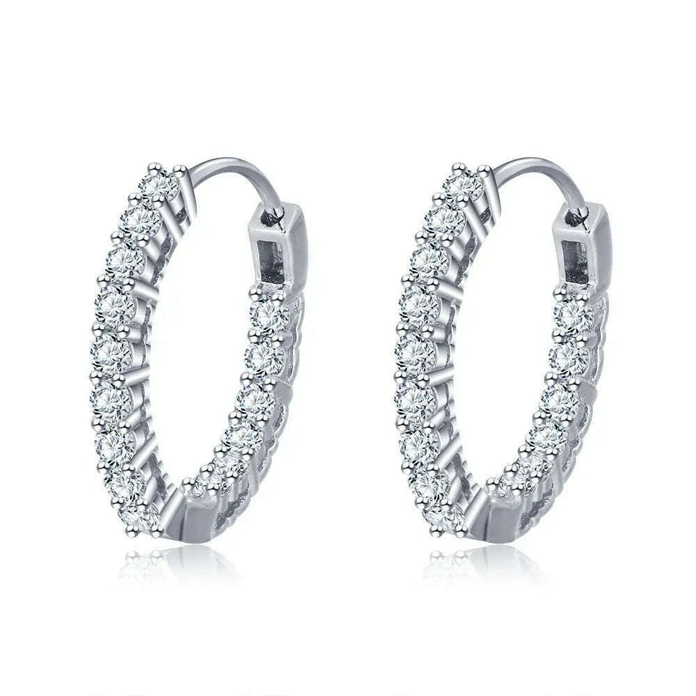 KIMLUD, Trendy 925 Sterling Silver Hoop Earrings for Women Sparkling Cubic Zirconia Wedding Jewelry Gift for Girls (JewelOra EA101739), China, KIMLUD APPAREL - Womens Clothes