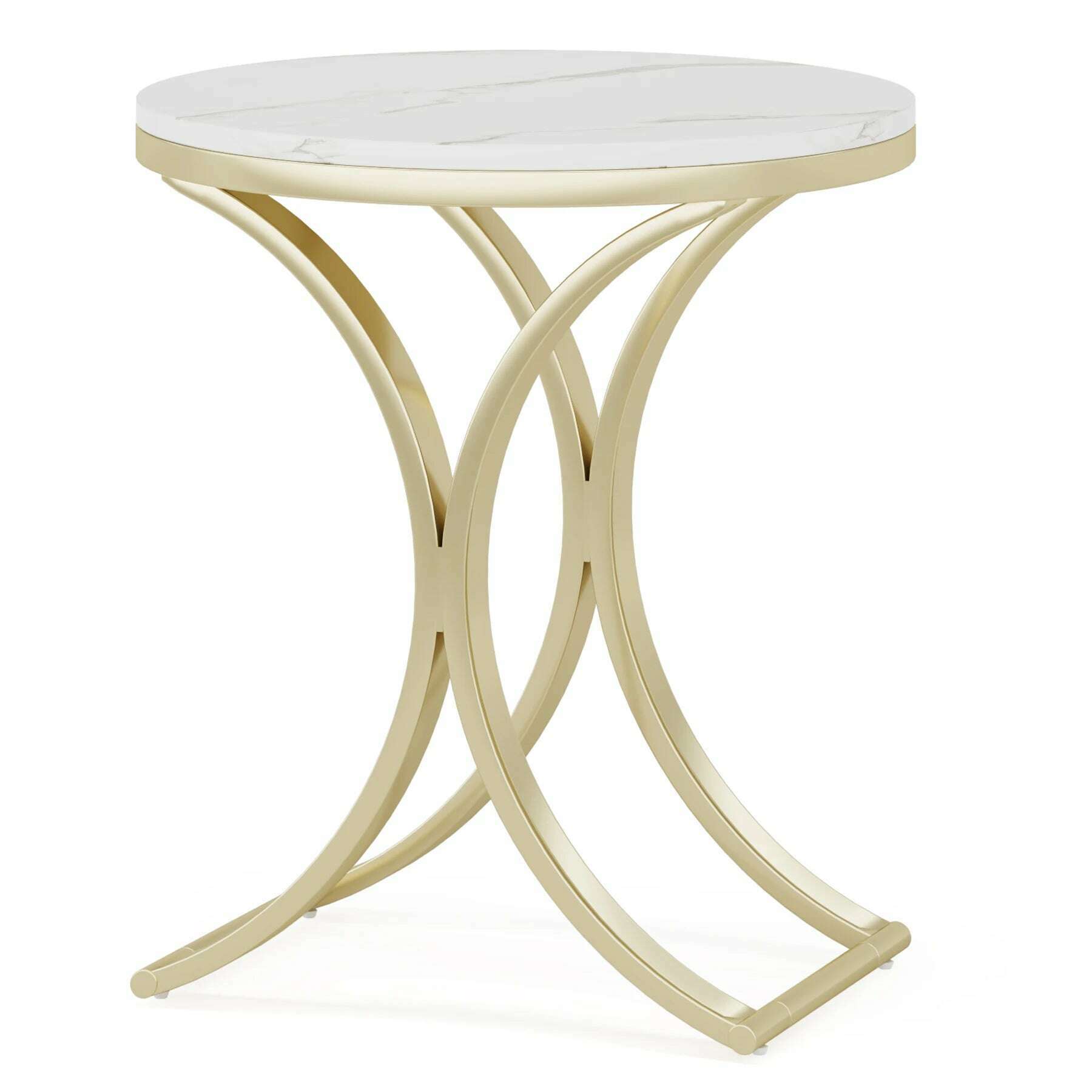 KIMLUD, Tribesigns White Gold Side Table Round End Table Modern Small Coffee Table Accent C Table Bedside Table, WHITE / United States, KIMLUD APPAREL - Womens Clothes