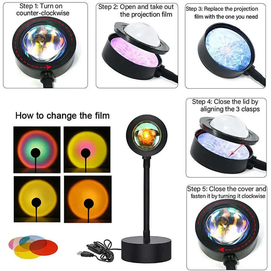 Tuya Smart Projector Night Lights Sunset RGB Atmosphere Night Lamp With Remote Controller For Gift Home Party Decoration - KIMLUD