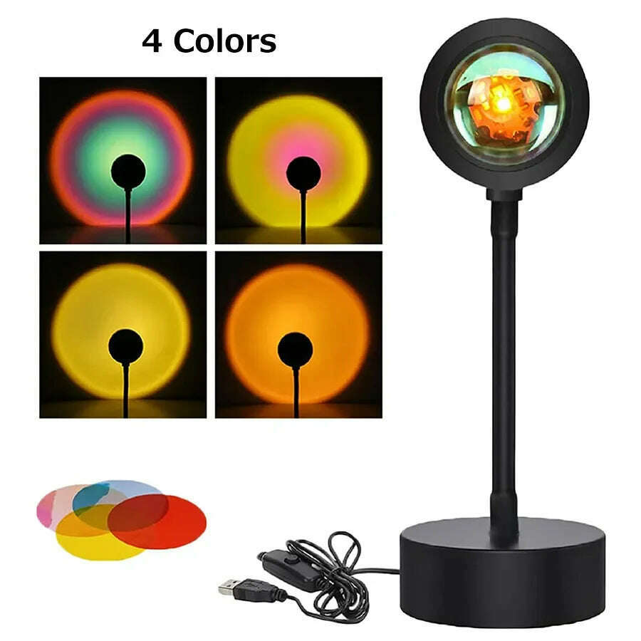 Tuya Smart Projector Night Lights Sunset RGB Atmosphere Night Lamp With Remote Controller For Gift Home Party Decoration - KIMLUD