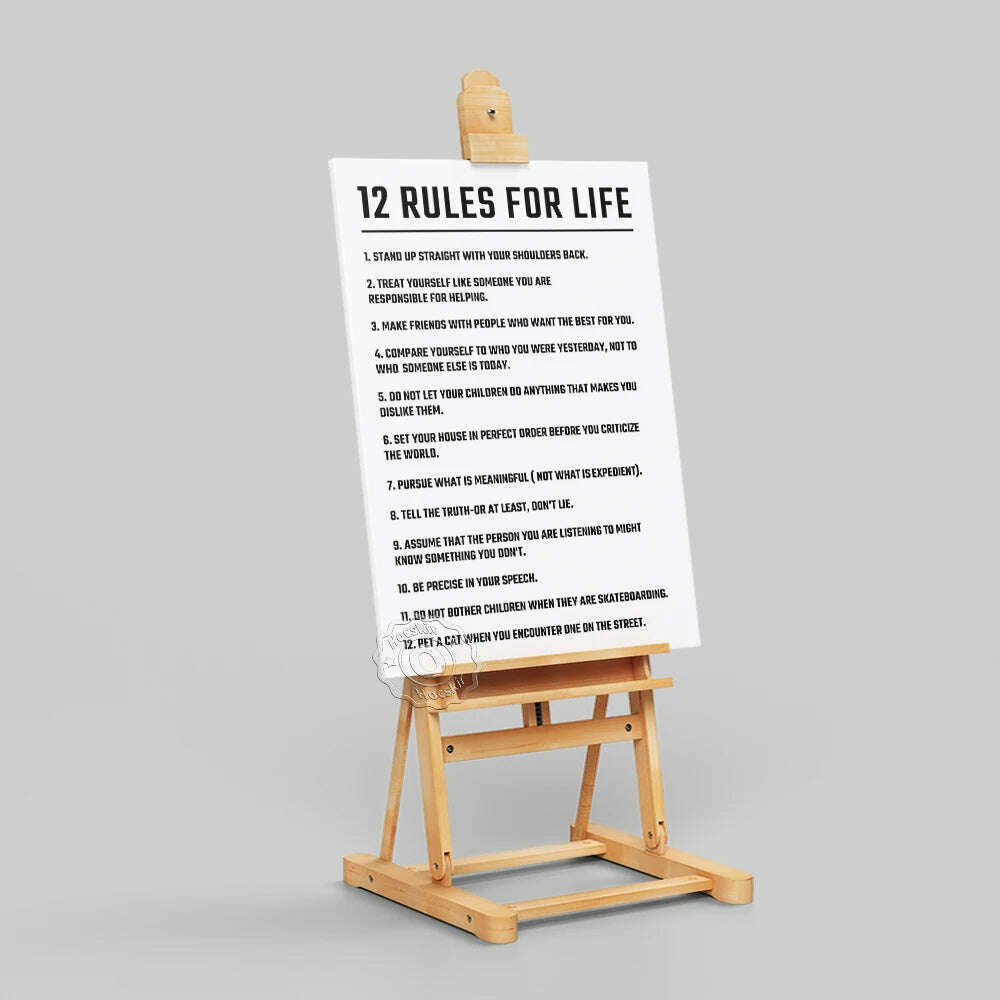 Twelve Rules Of Life Poster, Jordan Peterson 12 Principles Wall Art, Motivational Education Life White Art Prints, Teacher Gift - KIMLUD