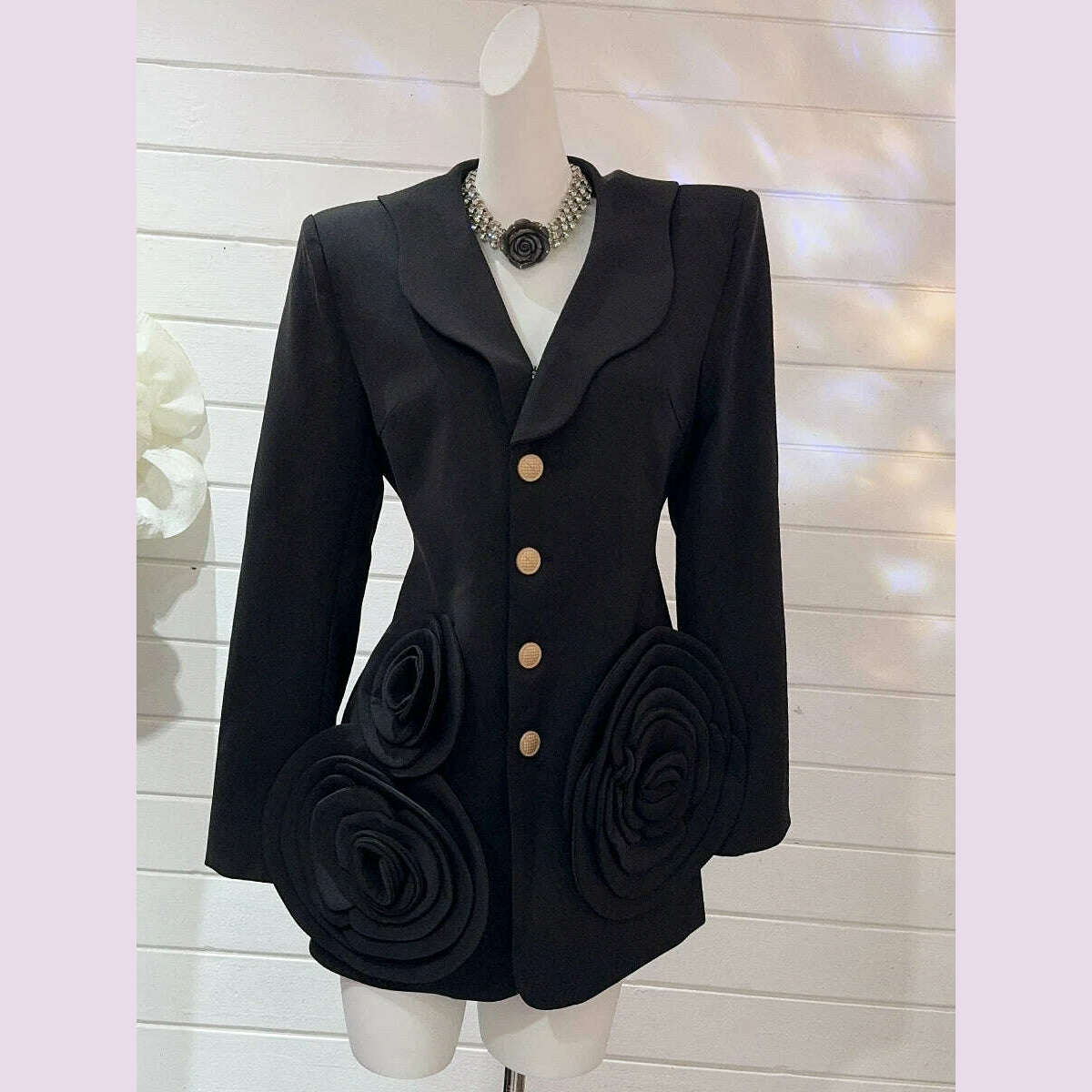 KIMLUD, TWOTWINSTYLE Solid Spliced Appliques Slimming Jackets For Women Lapel Long Sleeve Temperament Chic Coat Female Fashion Style New, KIMLUD Womens Clothes