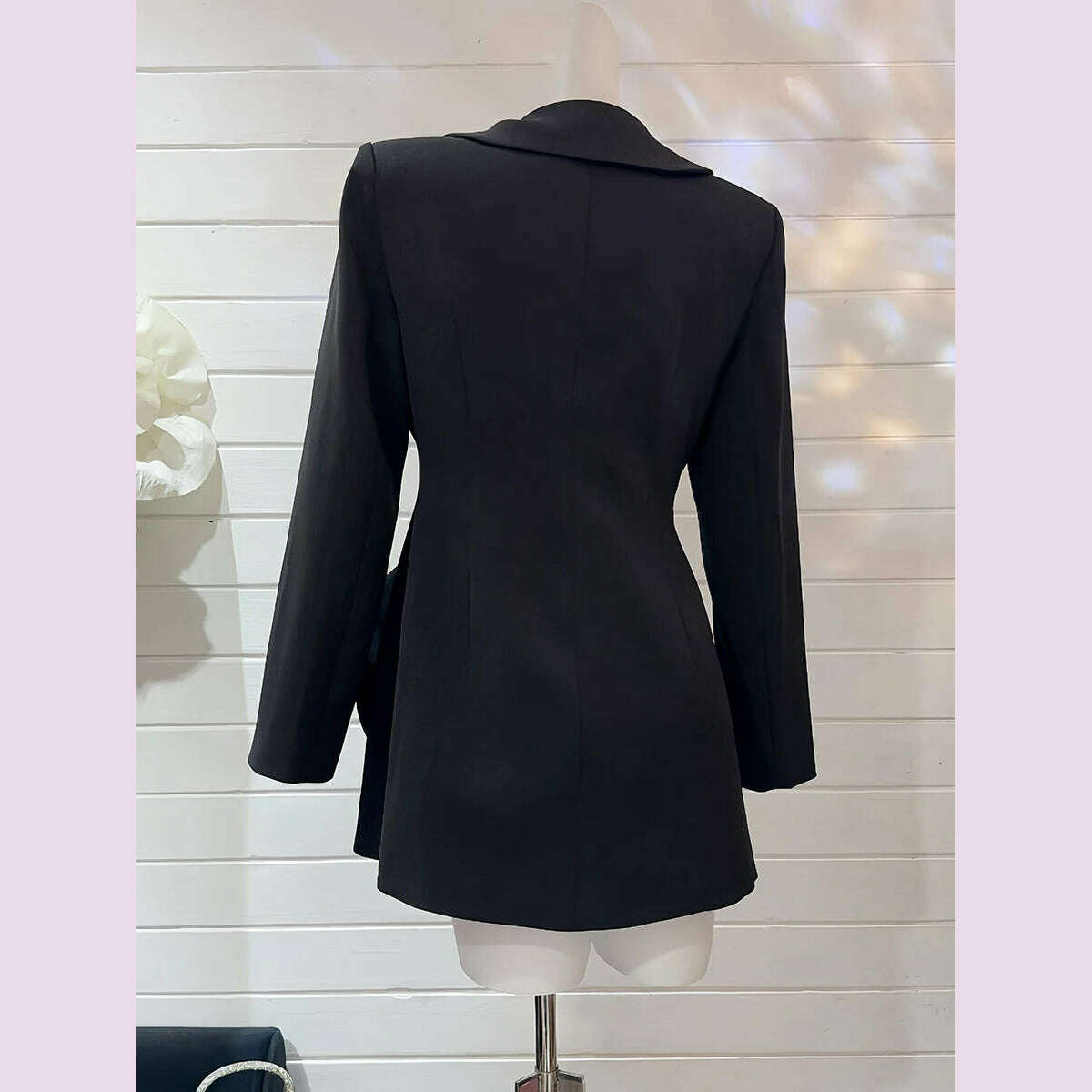 KIMLUD, TWOTWINSTYLE Solid Spliced Appliques Slimming Jackets For Women Lapel Long Sleeve Temperament Chic Coat Female Fashion Style New, KIMLUD Womens Clothes