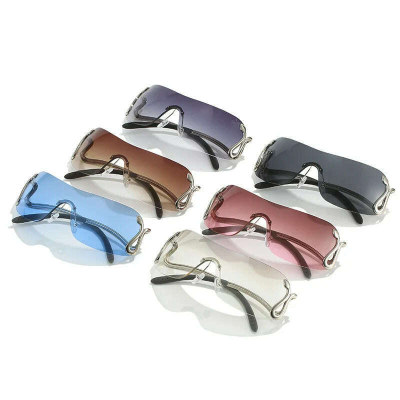 KIMLUD, Uemi New Fashion Rimless Sunglasses For Women Men Luxury Snake Decoration Metal Frame Sun Glasses Shades UV400 Eyeglasses, KIMLUD Womens Clothes