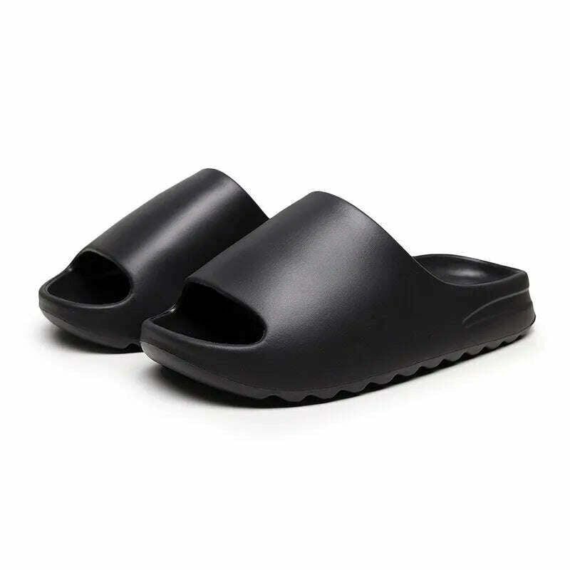 KIMLUD, Unisex House Shoes Non-Slip thick Soft Platform Slide Sandals for Women Men Indoor Outdoor Shower Bathroom Slipper for Adult, Black / 36-37, KIMLUD APPAREL - Womens Clothes