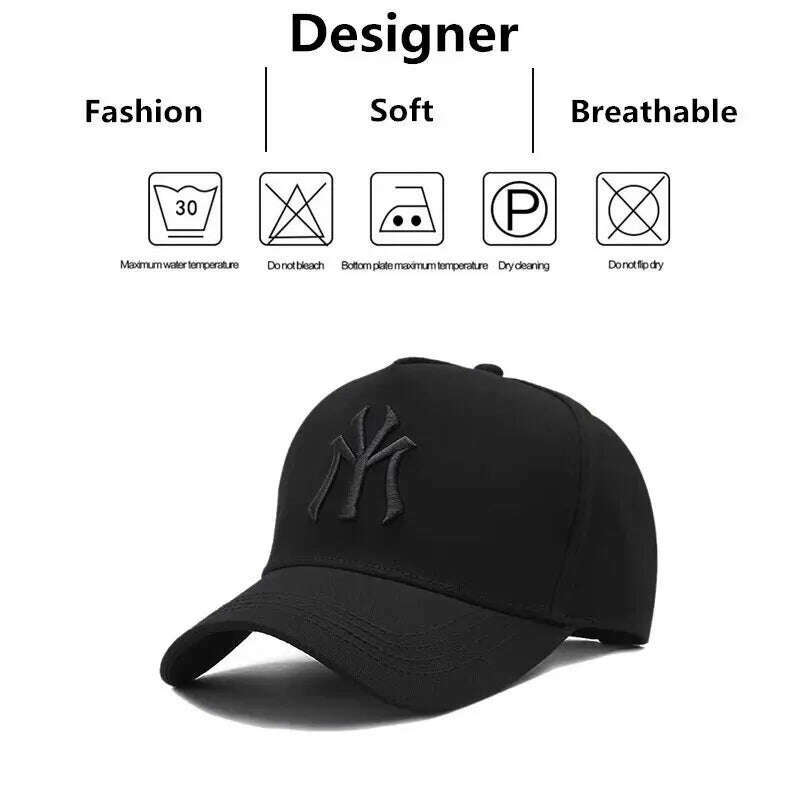 Unisex MY Letter Embroidery Snapback Baseball Caps Spring and Autumn Outdoor Adjustable Casual Hats Sunscreen Hat - KIMLUD