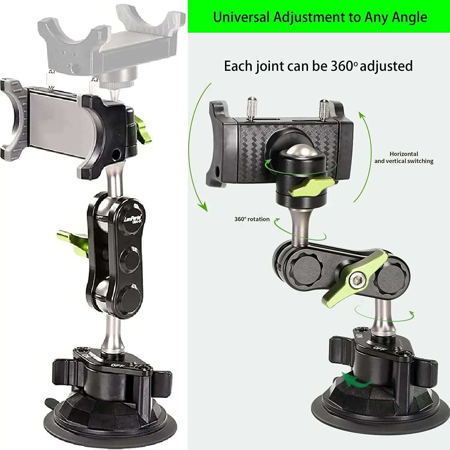 Universal Ball Head Arm for Phone - 360° Rotating Universal Car Phone Mount - Suction Cup Phone Holder for Car - Universal Ball - KIMLUD