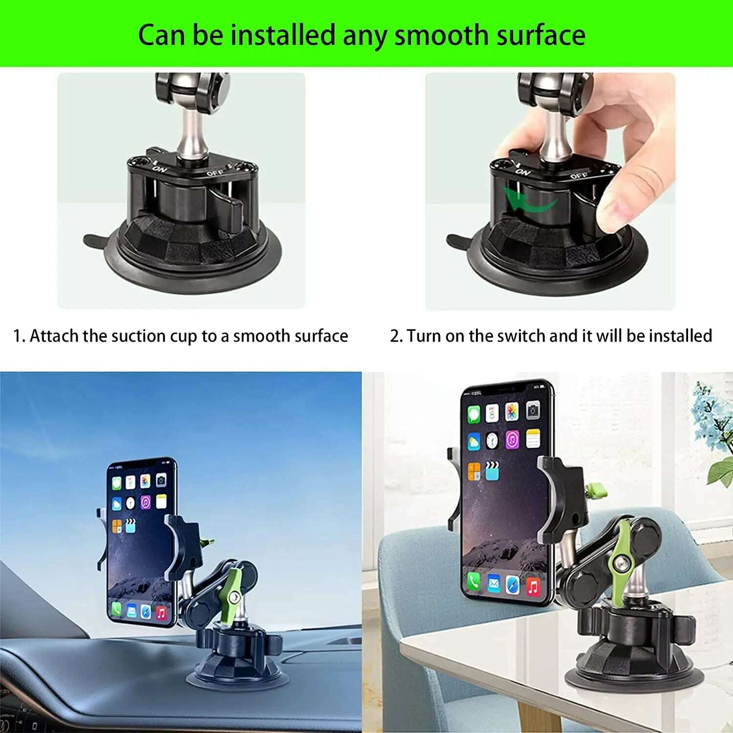 Universal Ball Head Arm for Phone - 360° Rotating Universal Car Phone Mount - Suction Cup Phone Holder for Car - Universal Ball - KIMLUD