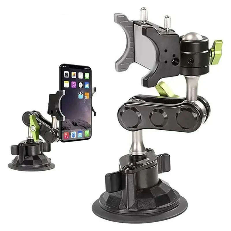 Universal Metal Phone Clamp Holder in Car Ball Head Bracket Suction Cup Mount 360 Rotate Stand for iPhone Samsung Xiaomi Clip - KIMLUD