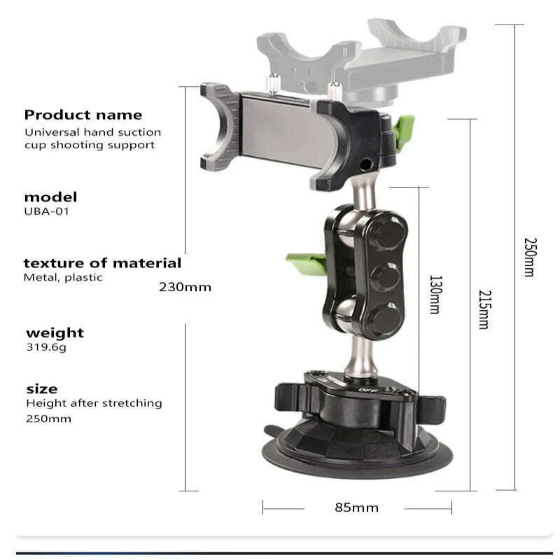 KIMLUD, Universal Metal Phone Clamp Holder in Car Ball Head Bracket Suction Cup Mount 360 Rotate Stand for iPhone Samsung Xiaomi Clip, 1PCS, KIMLUD APPAREL - Womens Clothes