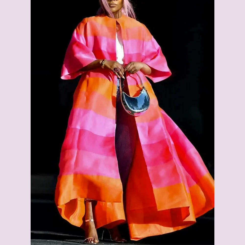 UOOZEE Female Stylish Striped Contrast Color Outerwears 2025 New Spring Autumn Long Sleeve Casual Elegant Party Coats Tops - KIMLUD