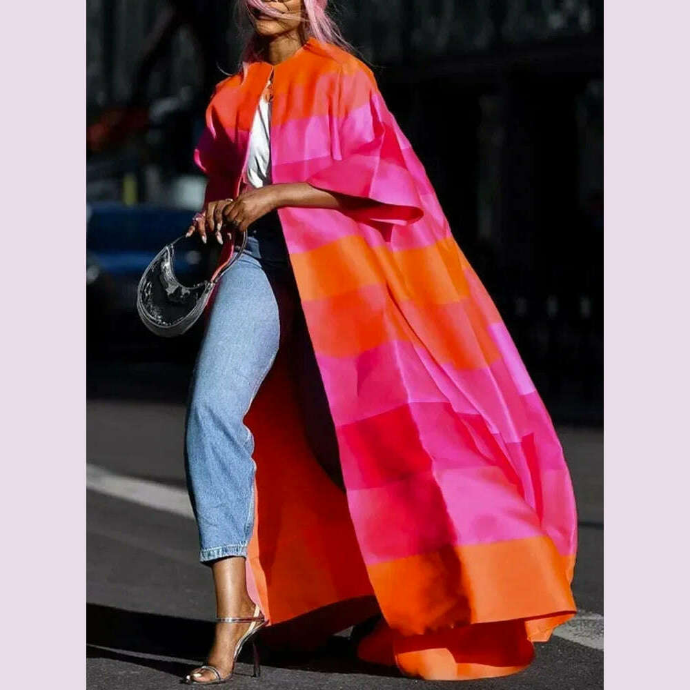 UOOZEE Female Stylish Striped Contrast Color Outerwears 2025 New Spring Autumn Long Sleeve Casual Elegant Party Coats Tops - KIMLUD