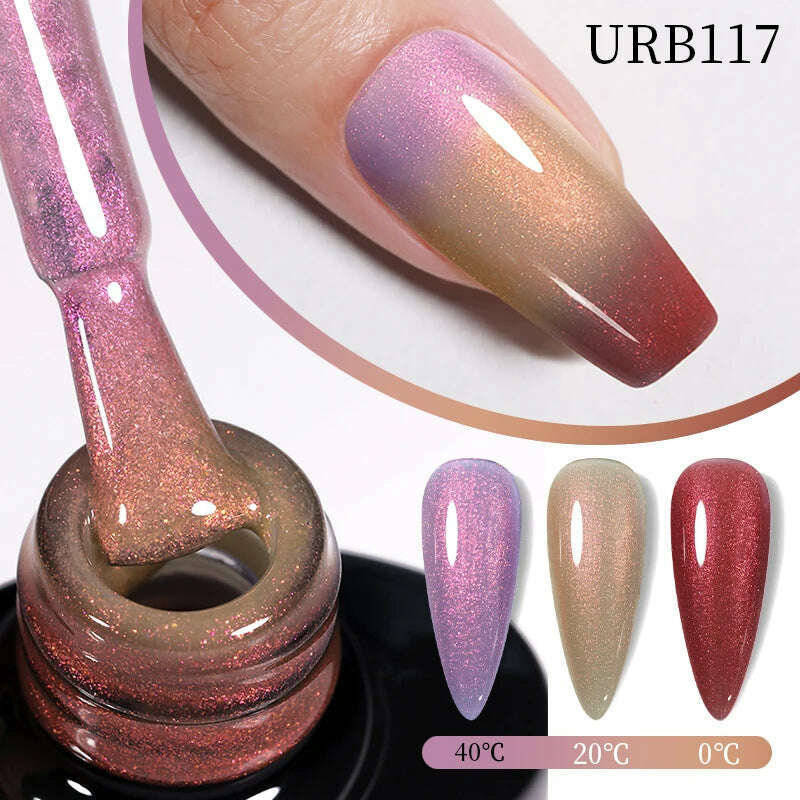 KIMLUD, UR SUGAR 7ml Thermal Auroras Glitter Gel Nail Polish Winter Temperature 3 Colors Changing Soak Off UV LED Manicure Nails Gel, KIMLUD Womens Clothes