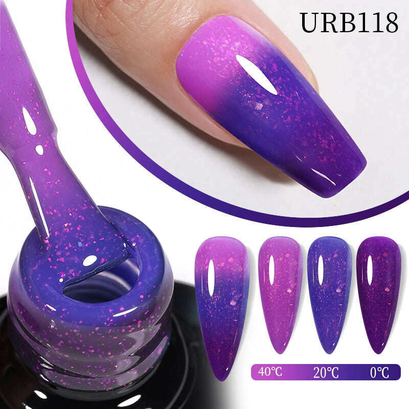 KIMLUD, UR SUGAR 7ml Thermal Auroras Glitter Gel Nail Polish Winter Temperature 3 Colors Changing Soak Off UV LED Manicure Nails Gel, URB0118, KIMLUD APPAREL - Womens Clothes