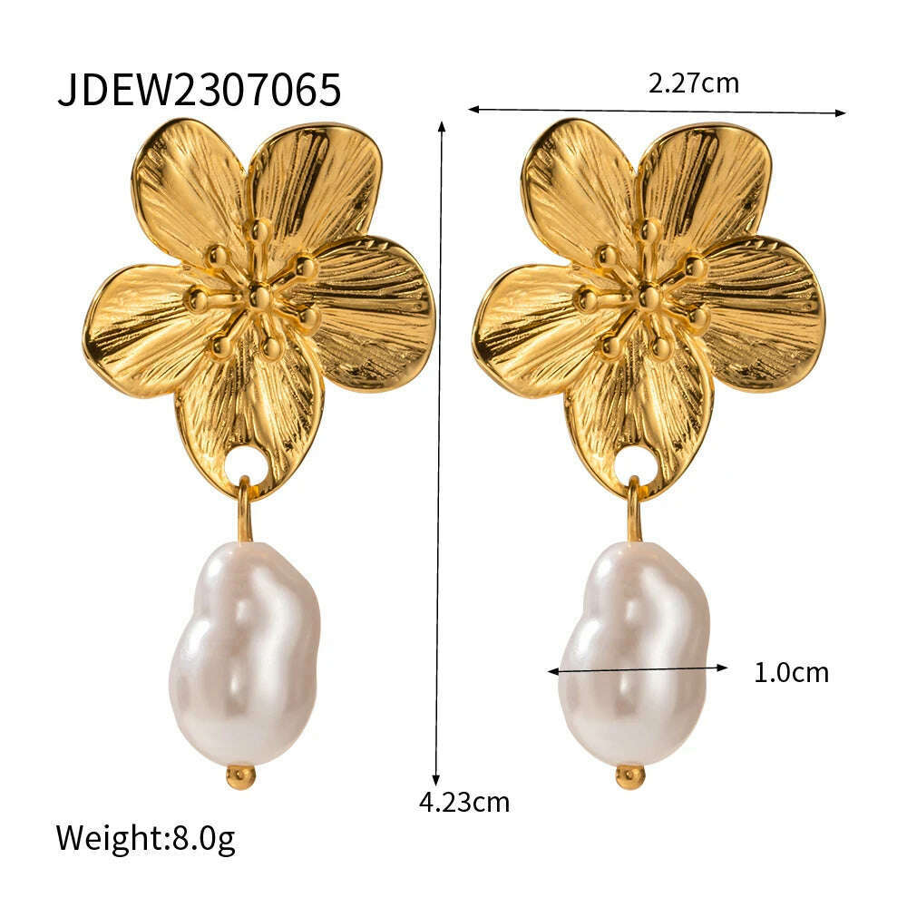 KIMLUD, Uworld Hypoallergenic Stylish Vintage Flower Stud Earrings Premium 18k Gold Plated Stainless Steel For Women Party сережки женск, JDEW2307065, KIMLUD APPAREL - Womens Clothes