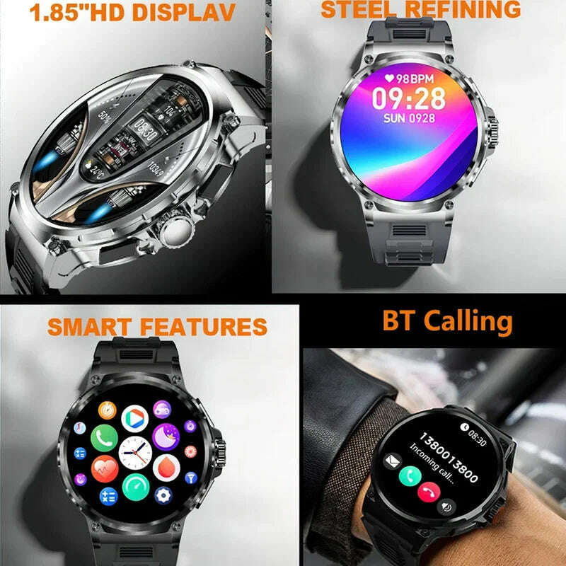 KIMLUD, V69 Bluetooth Call Smart Watch 1.85 Inch Large Screen Men Sports Fitness Tracker Heart Rate Health Monitor 710mAh Smartwatch, KIMLUD Womens Clothes