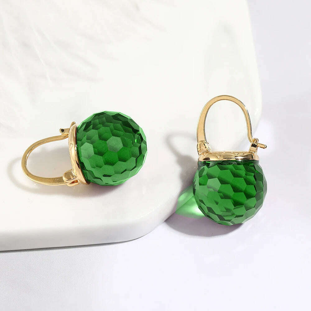 KIMLUD, Vanssey Luxury Fashion Jewelry Purple Austrian Crystal Ball Heart Drop Earrings Wedding Party Accessories for Women 2021 New, Fern Green, KIMLUD APPAREL - Womens Clothes