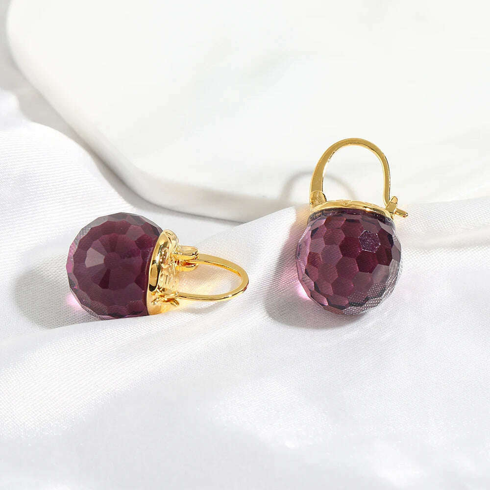 Vanssey Luxury Fashion Jewelry Purple Austrian Crystal Ball Heart Drop Earrings Wedding Party Accessories for Women 2021 New - KIMLUD