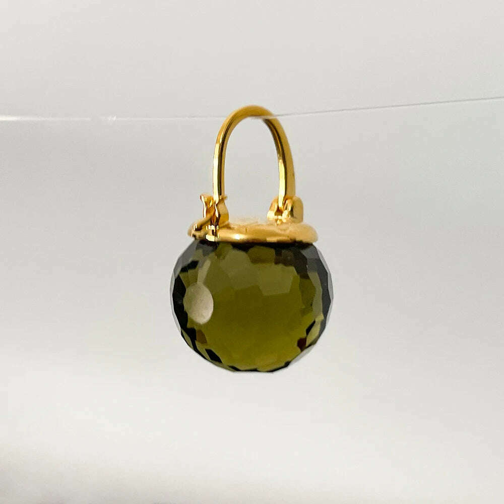 KIMLUD, Vanssey Luxury Fashion Jewelry Purple Austrian Crystal Ball Heart Drop Earrings Wedding Party Accessories for Women 2021 New, Olive Green, KIMLUD APPAREL - Womens Clothes