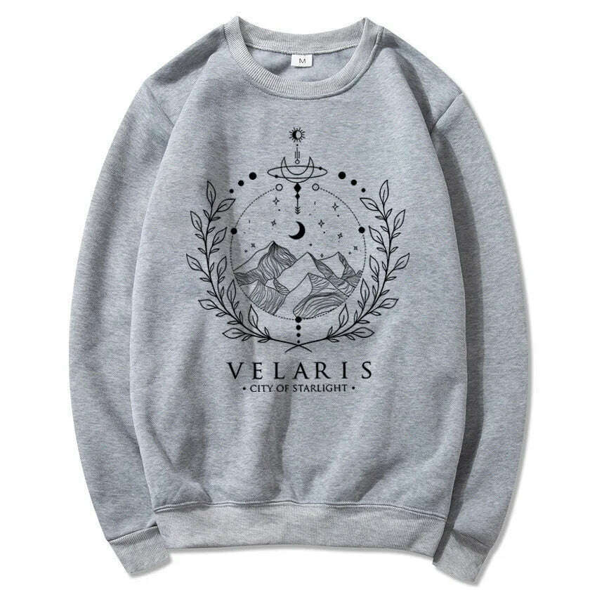 KIMLUD, Velaris Sweatshirt A Court of Thorns and Roses Sarah J Maas Hoodie Night Court Sweater Velaris City of Starlight SJM Sweatshirts, GRAY / XXL, KIMLUD APPAREL - Womens Clothes