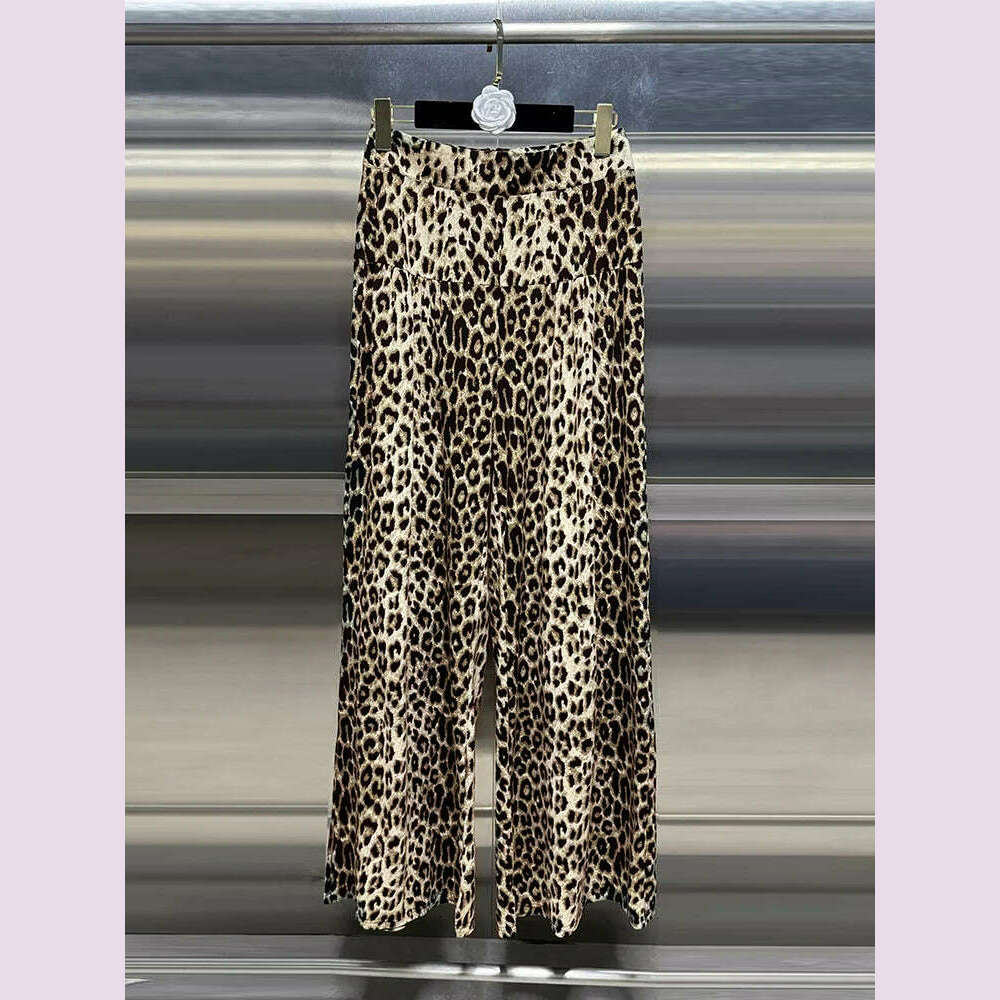 KIMLUD, VGH Hit Color Leopard Printing Loose Trousers For Women High Waist Spliced Zipper Streetwear Wide Leg Pants Female Fashion Style, LEOPARD / XL, KIMLUD APPAREL - Womens Clothes