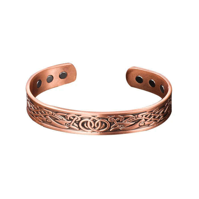 KIMLUD, Viking Pure Copper Bracelet Men Energy Magnetic Adjustable Cuff Bracelet Femme Dragon Viking Wide Bracelets Bangles For Women, copper / United States, KIMLUD APPAREL - Womens Clothes