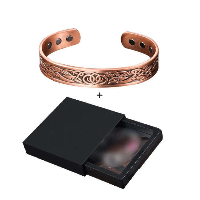 KIMLUD, Viking Pure Copper Bracelet Men Energy Magnetic Adjustable Cuff Bracelet Femme Dragon Viking Wide Bracelets Bangles For Women, with box / China, KIMLUD APPAREL - Womens Clothes